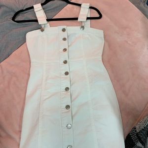White denim button up dress